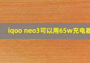 iqoo neo3可以用65w充电器吗